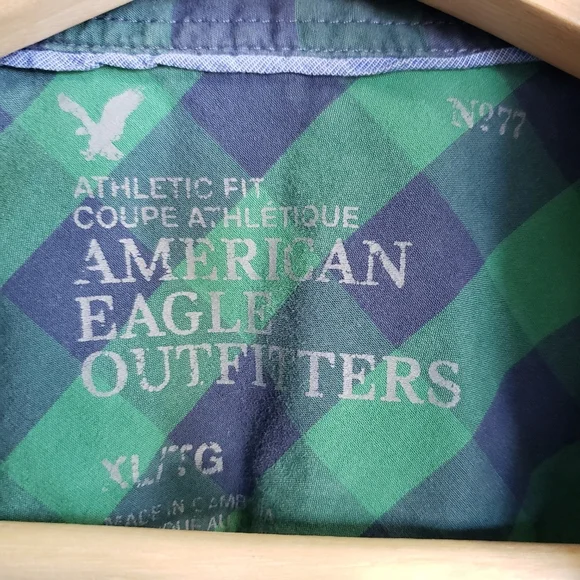 AE Athletic Fit Plaid Button Down Shirt - Picture 6 of 7